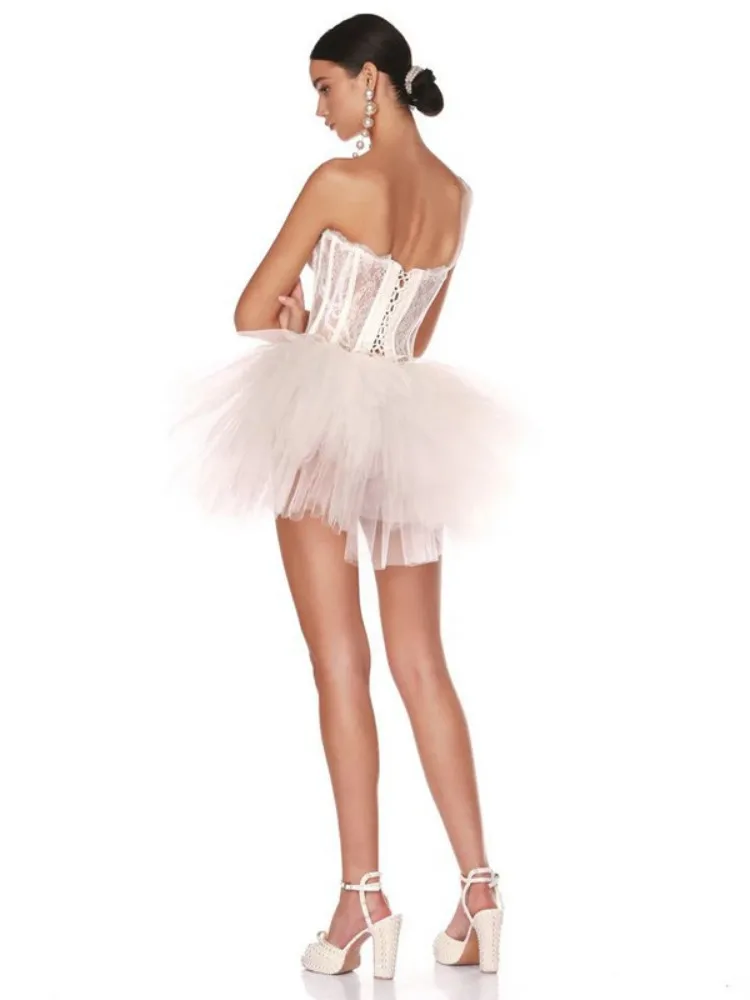 Женское вечернее платье без бретелек Белое Облегающее Платье с открытой спиной в