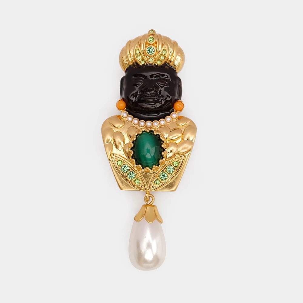 

European and American Western antique retro vintage black pearl brooch