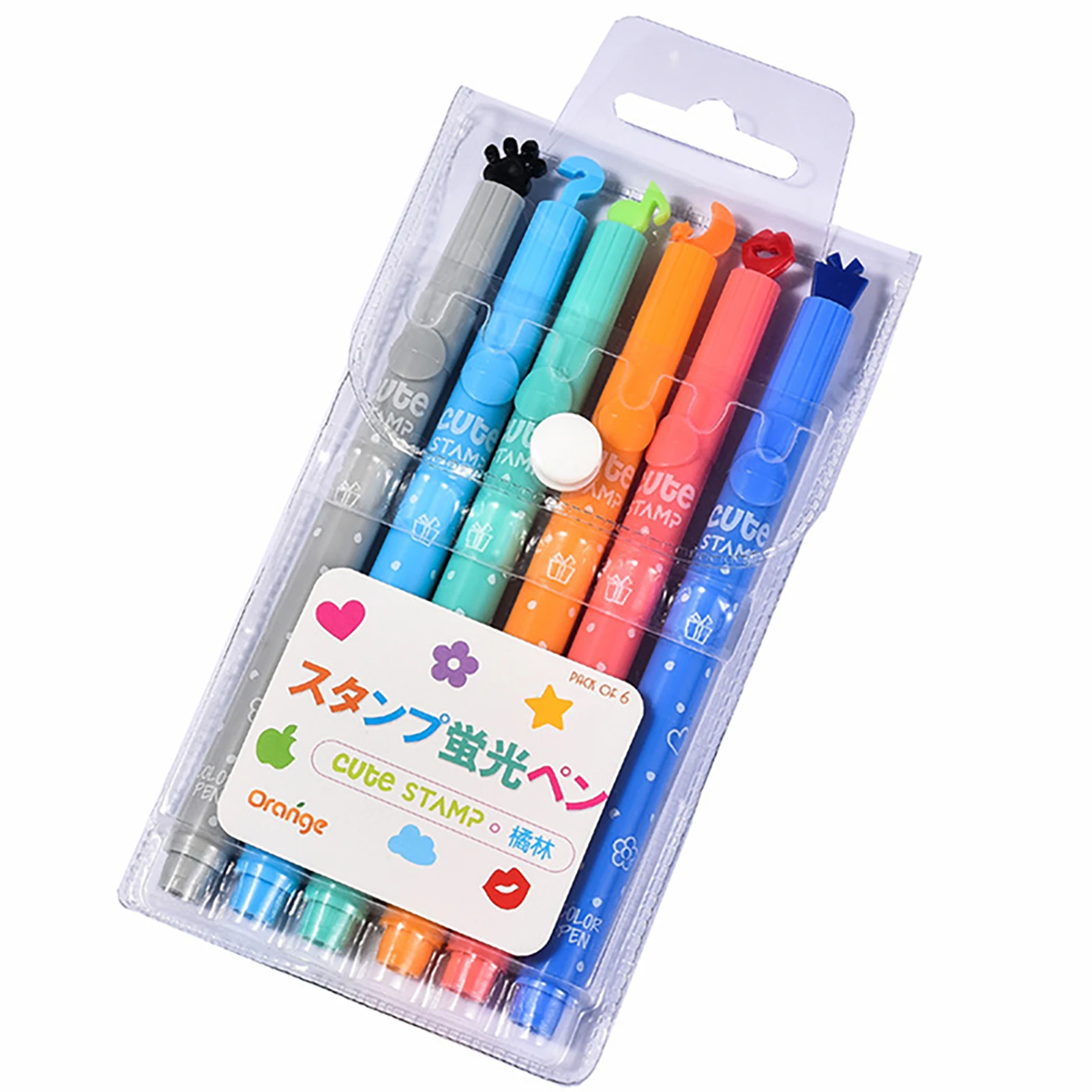 

Stamp Highlighters Single Head Marker with Different Stamp Shapes Highlighters for Coloring Books School Projects