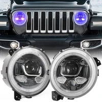 ovovs 9 rgb blue tooth control aluminum housing headlamp 9 inch car rgb headlight for jeep wrangler jl