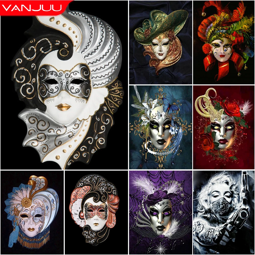 

5D Diamond Painting Art Lady Mask DIY Diamond Mosaic Rhinestone Embroidery Cross Stitch Kit Handmade Gift Home Decor