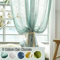 green cotton linen curtain sheer bedroom fabrics candy color solid window treatment curtains for living room opaque tulle drapes