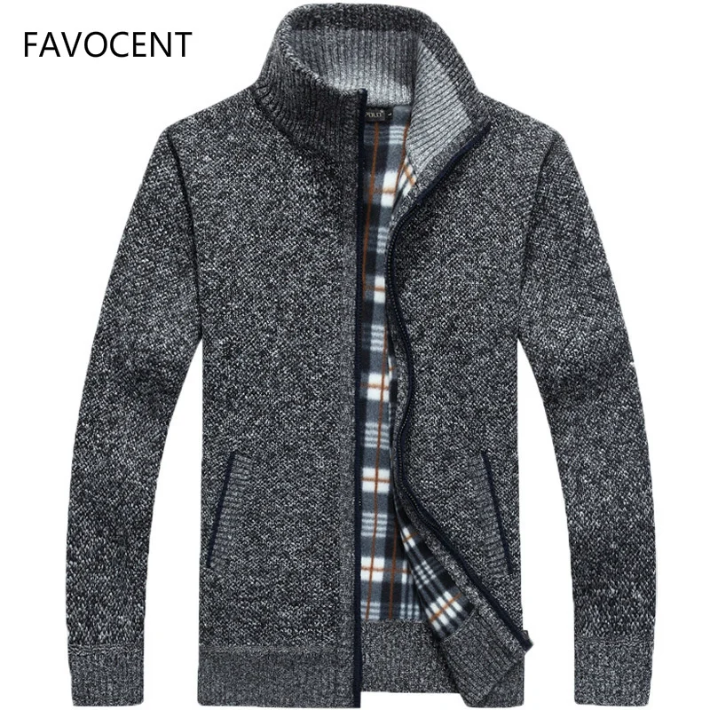 

Autumn Winter Men's Sweater Coat Faux Fur Wool Sweater Jackets Men Zipper Knitted Tick Coat Warm Casual Knitwear Cardian