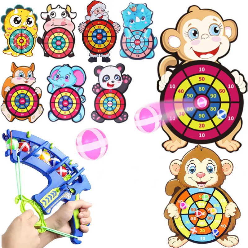 

Montessori Children Cartoon Animal Dart Board Sticky Ball Target Sports Game Family Interactive Educational Toy Christmas Gift