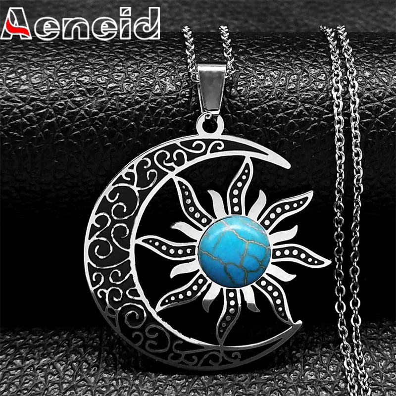 Ожерелье с подвеской Луна и солнце нержавеющая сталь