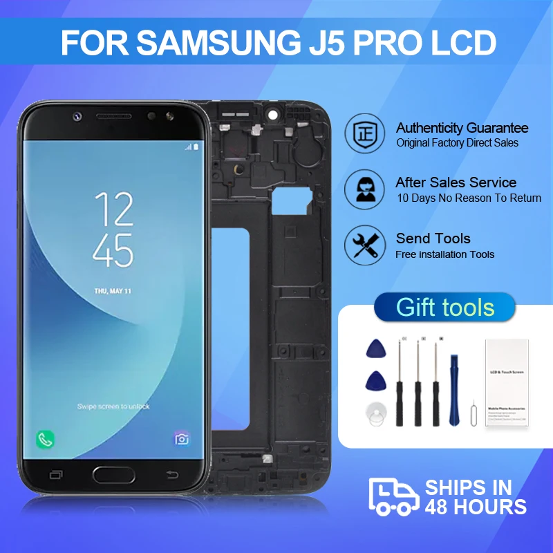 1 шт. OLED J5 2017 дисплей для Samsung Galaxy J530 ЖК сенсорный экран дигитайзер J530F J530Y J530GM в сборе с рамкой