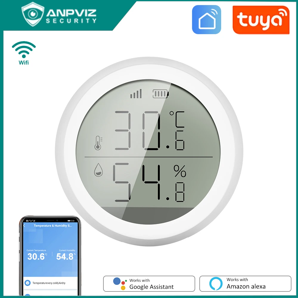 Умный Wi-Fi датчик температуры и влажности Anpviz Tuya с ЖК-дисплеем |