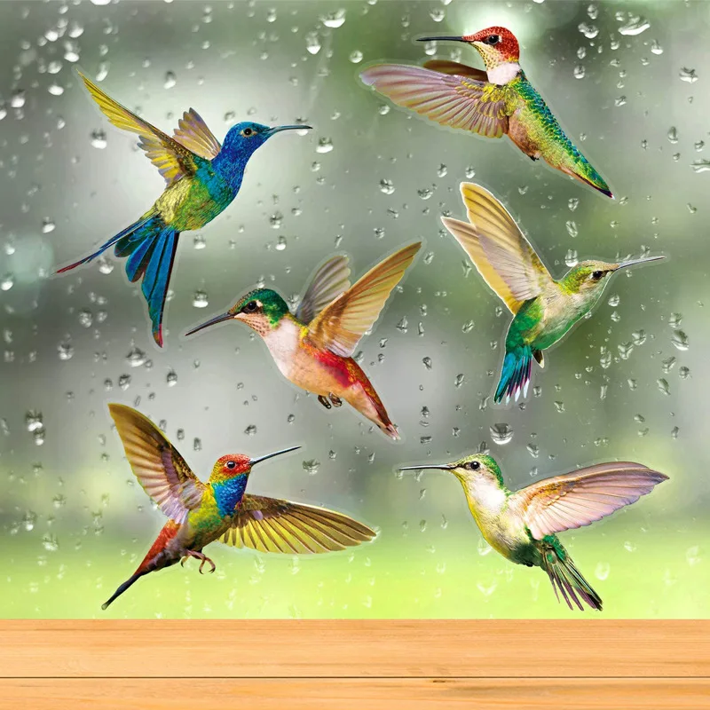 

Hummingbird Static Glass Film Window Sticker French windows Anti-collision Sticker Decorative paintings PVC Removable 8pcs