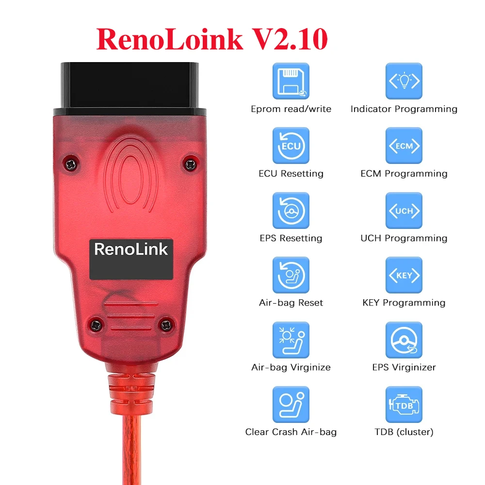 Кабель OBD2 Renolink V2.10 для Renault Автомобильный программатор ЭБУ SRS Сброс