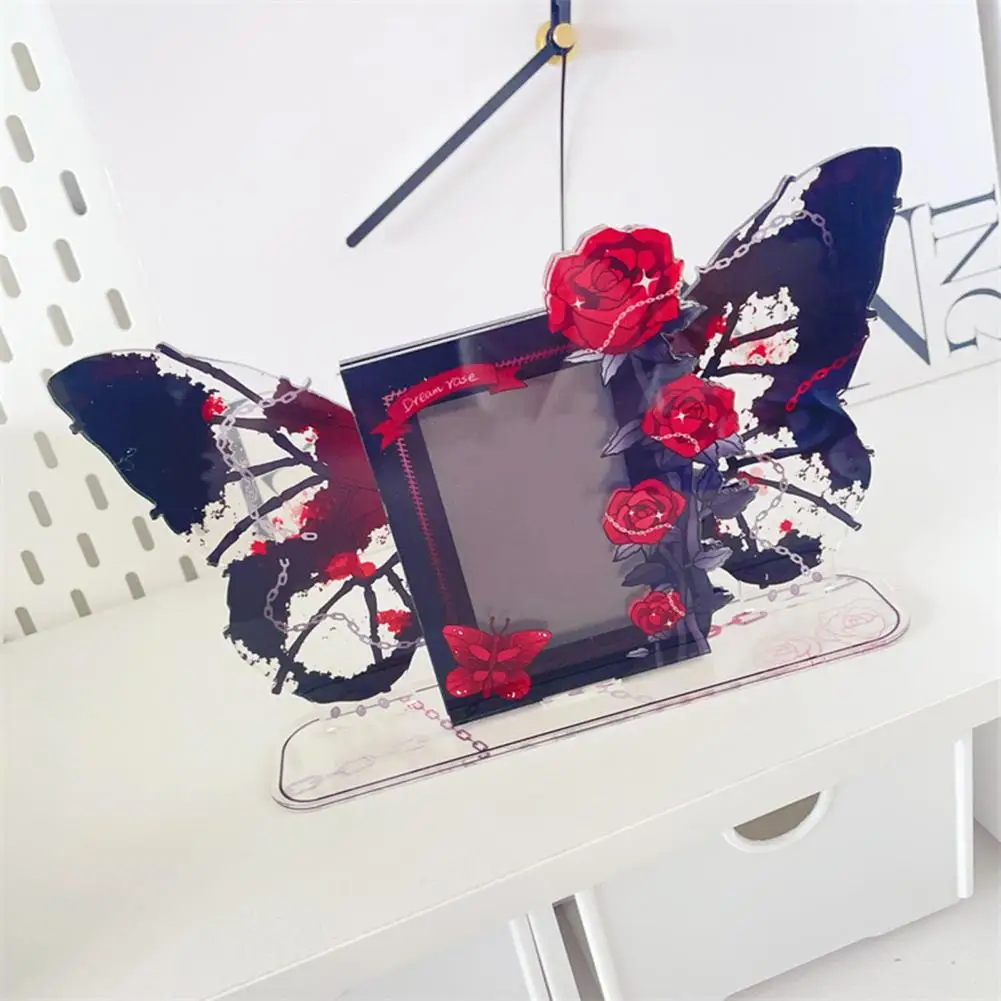 Сверхпрочный держатель для фотокарт Стильный акриловый Kpop тема розы лилии