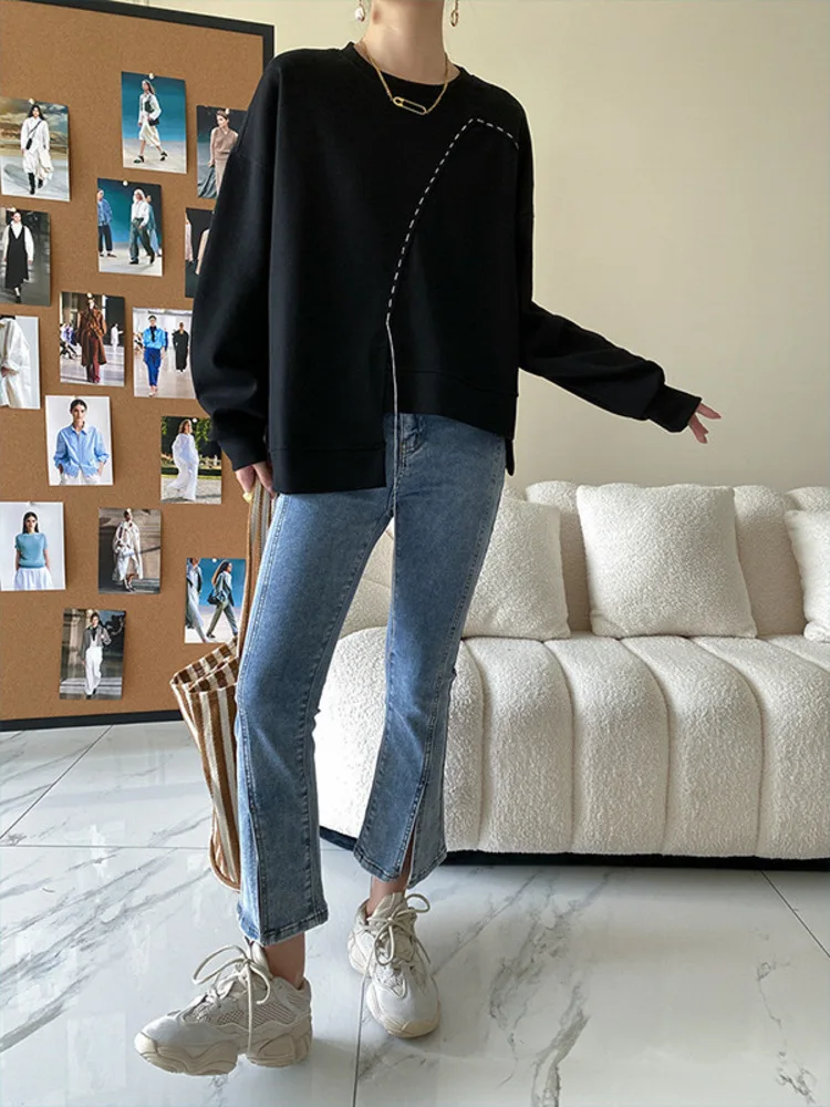 UCXQ модный свитшот Tide японский корейский повседневный универсальный с круглым