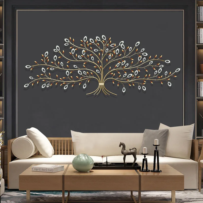 

Креативное железное 3D настенное украшение с деревом удачи для гостиной настенное украшение на задний фон для телевизора аксессуары