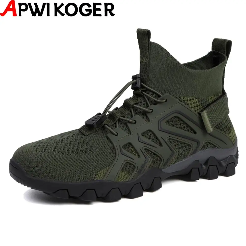 

Men Slip On Upstream Shoes Nonslip Water Barefoot Shoes Breathable Quick Dry Elastic Shoelace Comfortable for Hiking Cycling