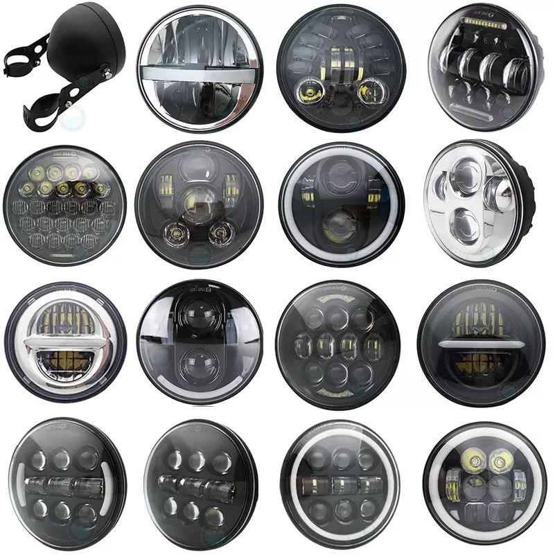 

5.75 inch Led headlight halo Ring white DRL Angel eye For Dyna Sportster Softail 5 3/4"Headlamp.