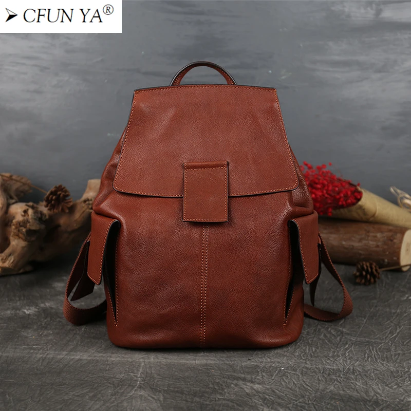 

CFUN YA Luxury Genuine Leather Backpack For Women Large Capacity Female Shoulder Bags Anti-Theft Bagpack Travel Rucksack Winter