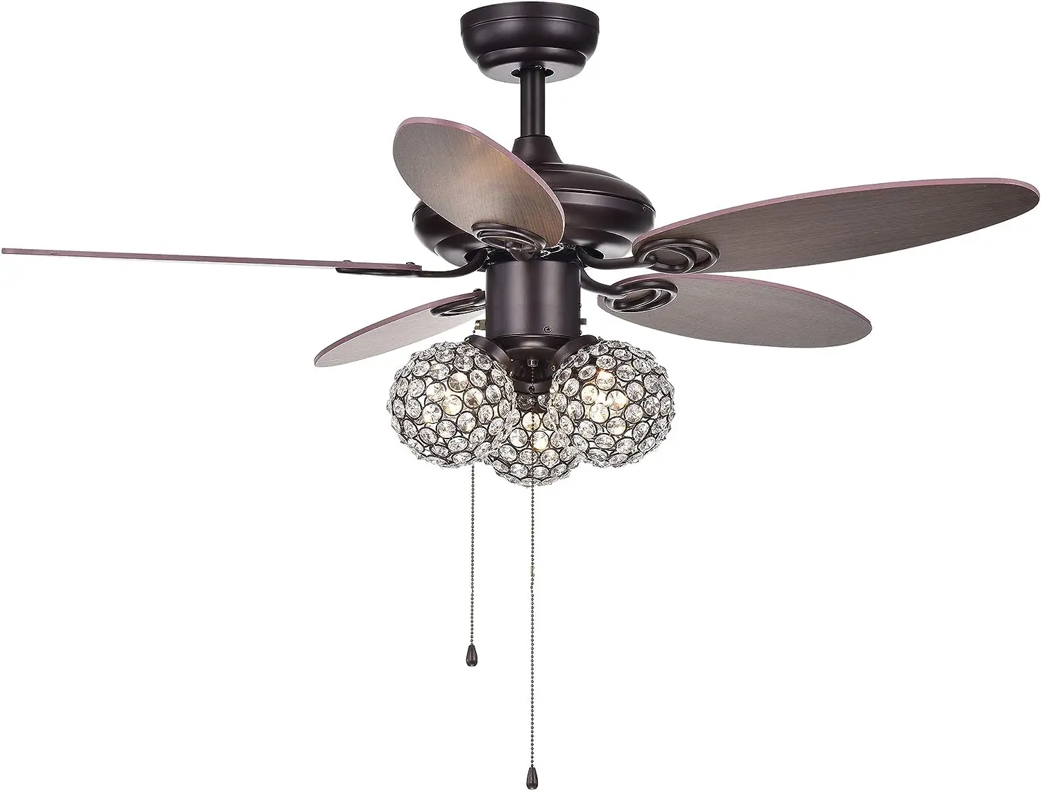 

CFL-8279BR Casimer 5 3-Light Crystal Bronze 42" (2 Color Option Blades) Ceiling Fan, Brown