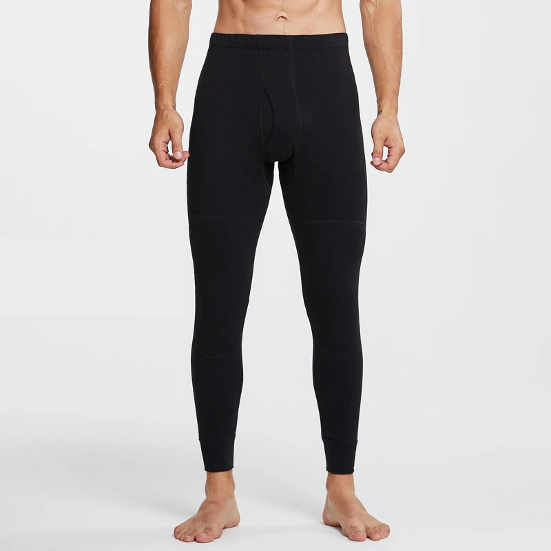 Winter Autumn Thermal Underwear For Men Long Johns Cotton Thermal Trousers With Wool Warm Mens Leggings Thicken Thermal Bottoms