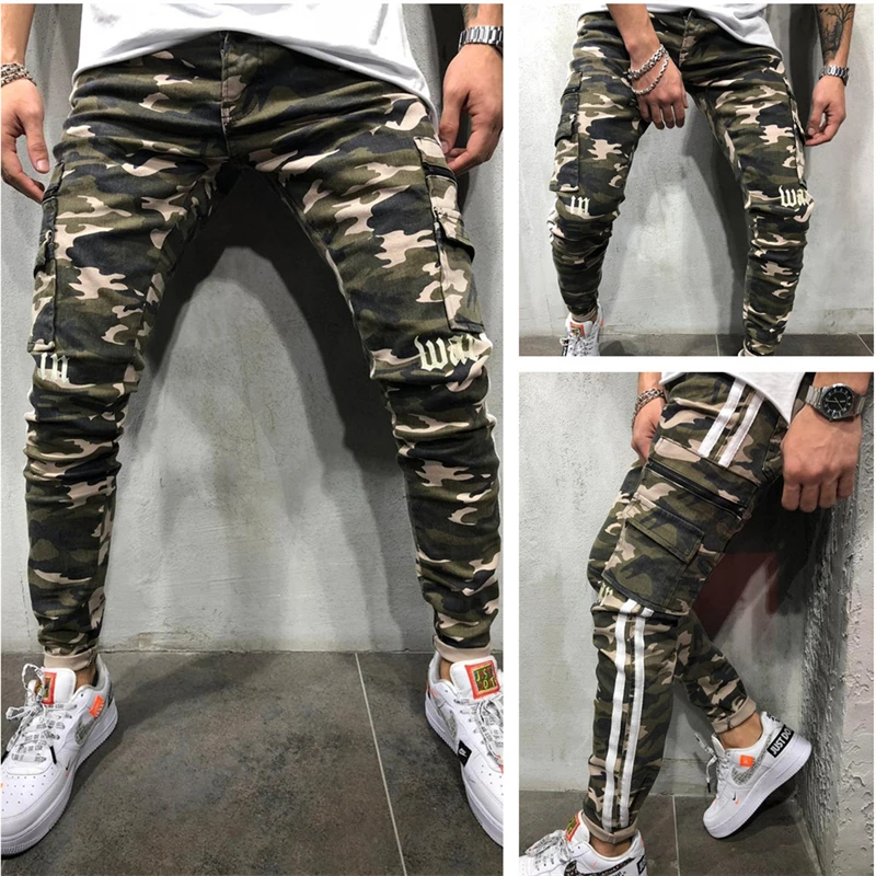 

Mens Classic Casual Male Skinny Green Camouflage Jeans Large Fashion Emo Cowboy Trousers Denim Cyber Y2k Pants Vintage Clothes