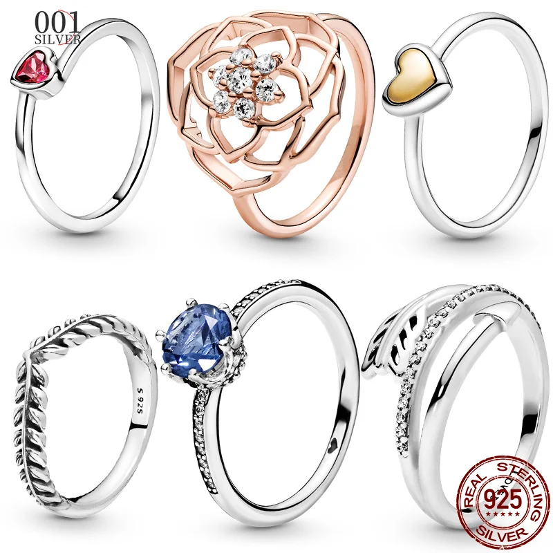 

Новые стильные кольца серебряного цвета, кольца в виде цветка, пера, бисера, сердца, Луны, ПАВЕ, сверкающие кольца PAPASITOU, женские европейские ...