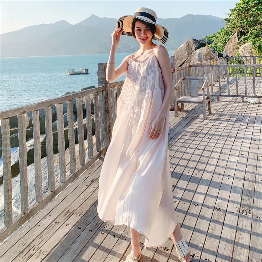 

Женское платье без рукавов Sapghetti Starp, летнее повседневное пляжное платье, шикарные модные элегантные праздничные платья в Корейском стиле