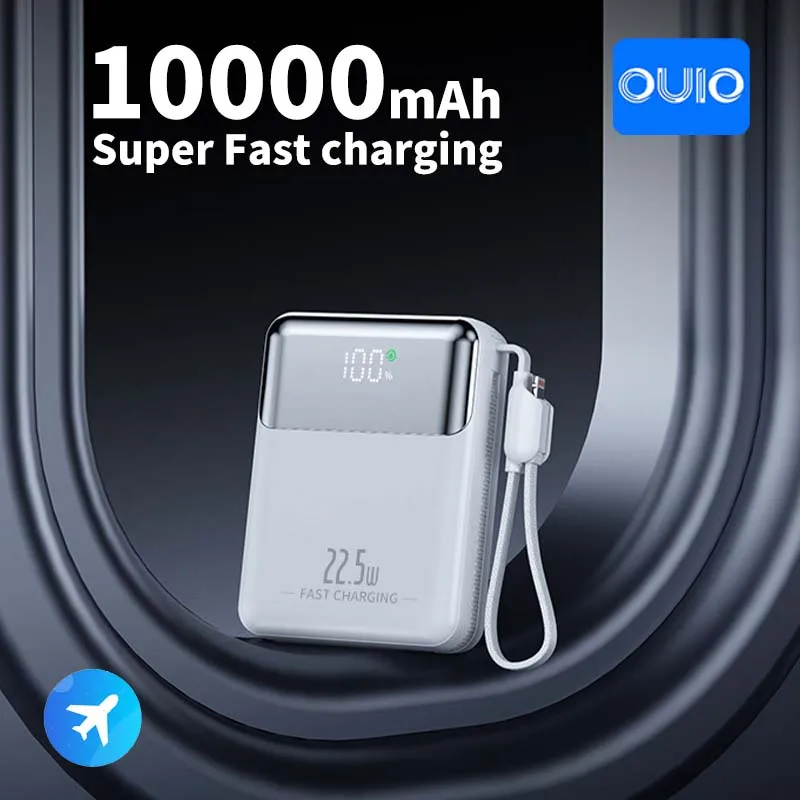 Фото Портативный внешний аккумулятор OUIO с большой емкостью 20000 мАч, оснащенный зарядным кабелем, сверхбыстрая зарядка 22,5 Вт, для iPhone 17-15 №1