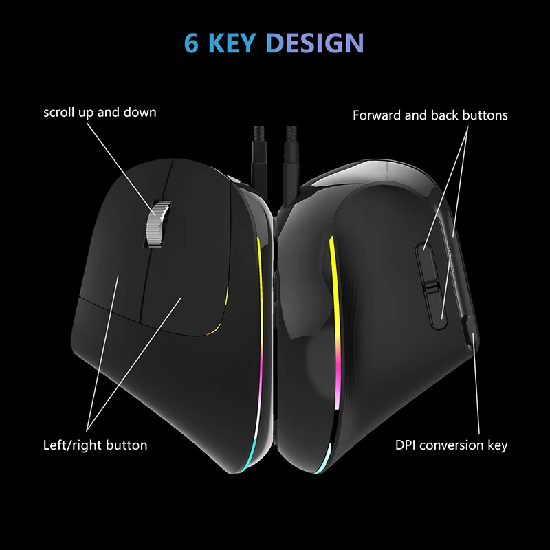 Многофункциональная эргономичная Bluetooth-мышь перезаряжаемая беспроводная