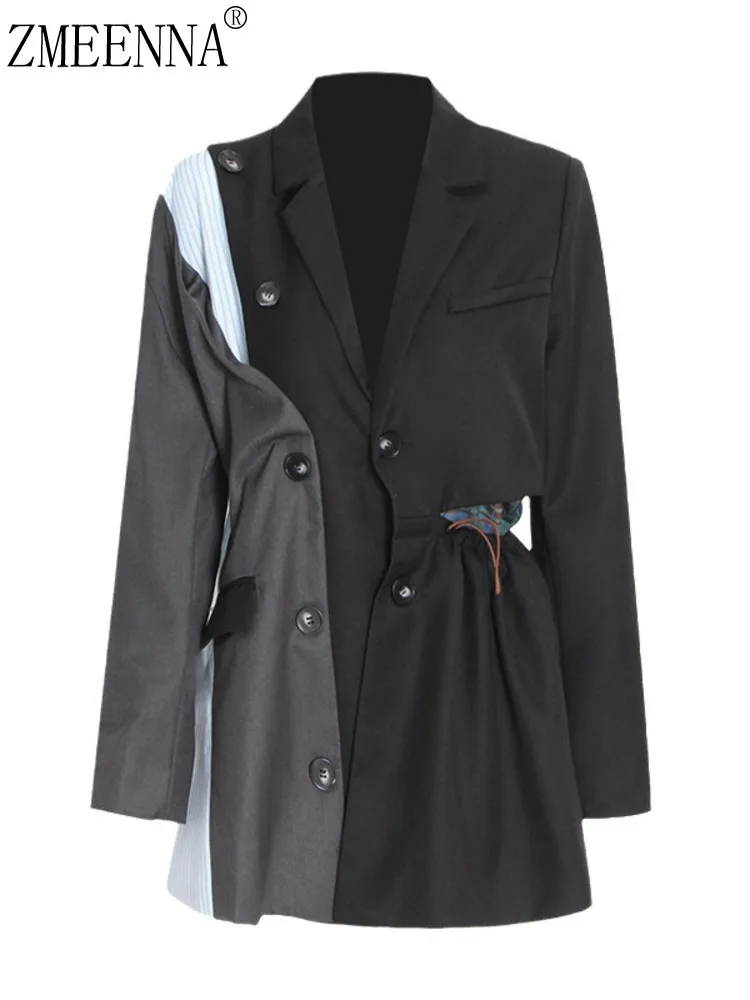 Женские блейзеры ZMEENNA с отложным воротником модные контрастных цветов в стиле