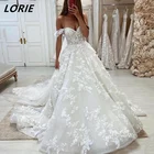 LORIE изысканные кружевные свадебные платья с открытыми плечами с коротким рукавом сердечком женское платье