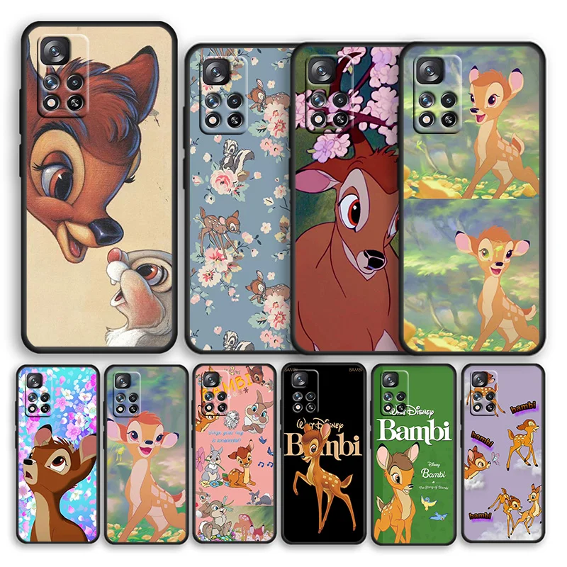 

Disney Deer Bambi For Xiaomi Redmi Note 11 11T 10 9 8 7 6 5 4 Pro 5G 4G Silicone Soft Shockproof Black Phone Case