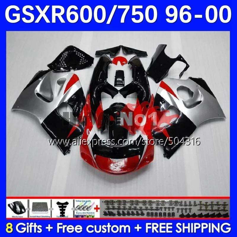 

Bodys для SUZUKI SRAD GSXR 750 600 GSX-R600 11MC.20 GSXR750 GSXR600 96 97 98 99 00 1996 1997 1998 1999 обтекатель серебристо-черный