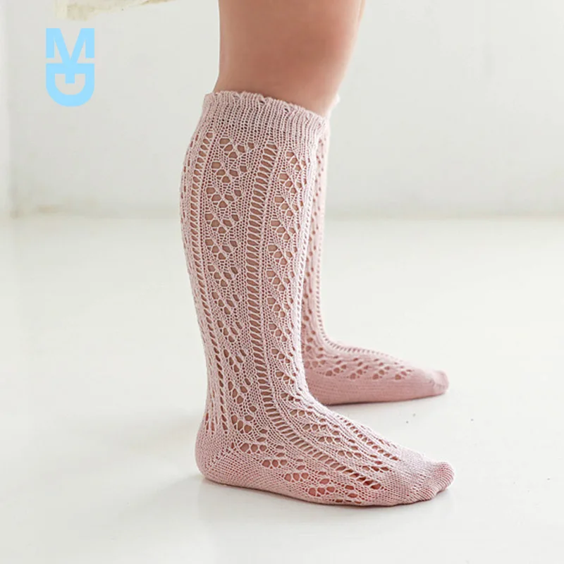 

New Solid Color Baby Socks For Boys Girls Knee High Socks Soft Cotton Breathable Hollow Infant Summer Mesh Socks For Toddler Kid