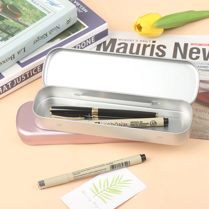 

In Stock Tinplate Stationery Storage Boxes Metal Gift Pen Box Storage Box Pencil Case Gift Box
