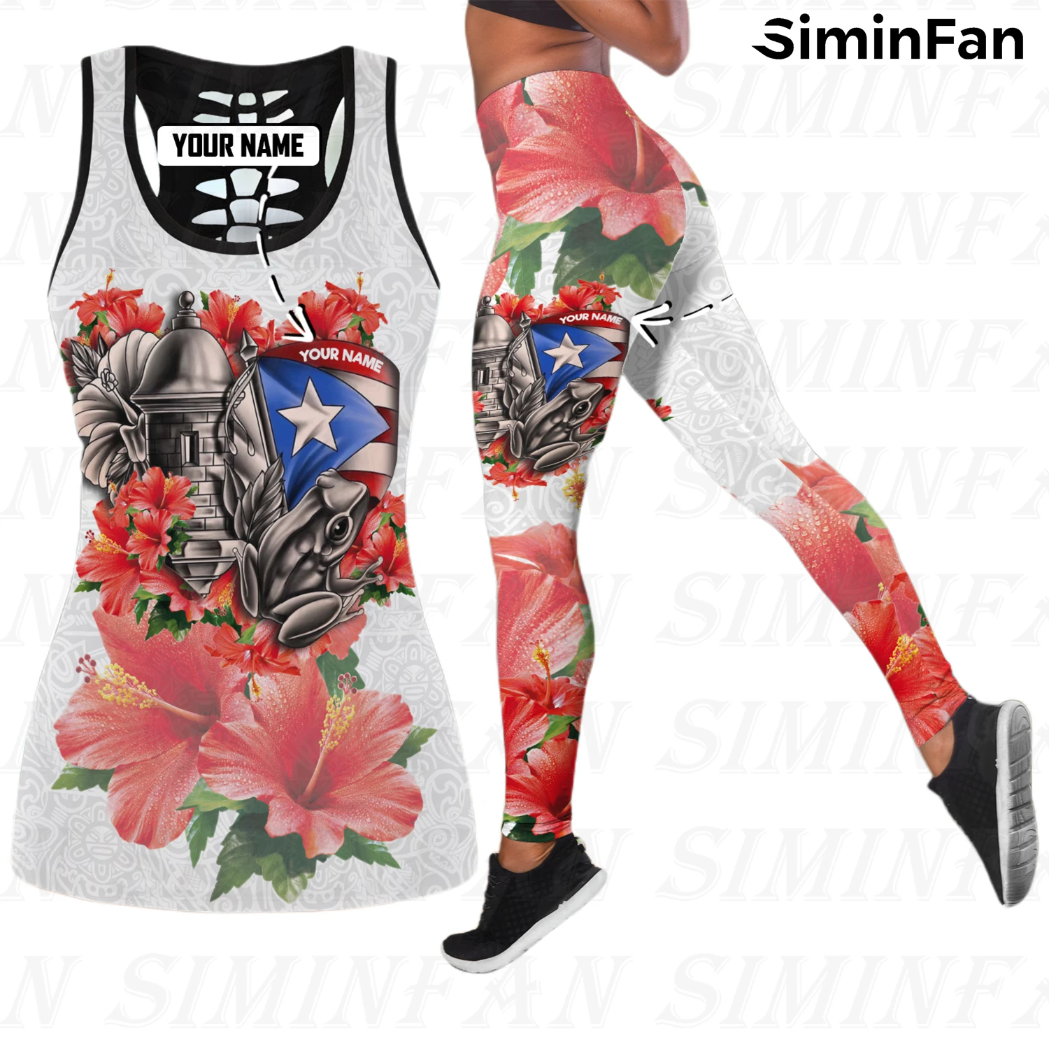 Женские майки и брюки с 3D-принтом Пуэрто-Рико для девочек комбинированный костюм