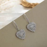 new fashion silver color heart stud earrings for women exquisite cubic zirconia earring wedding party anniversary couple gifts