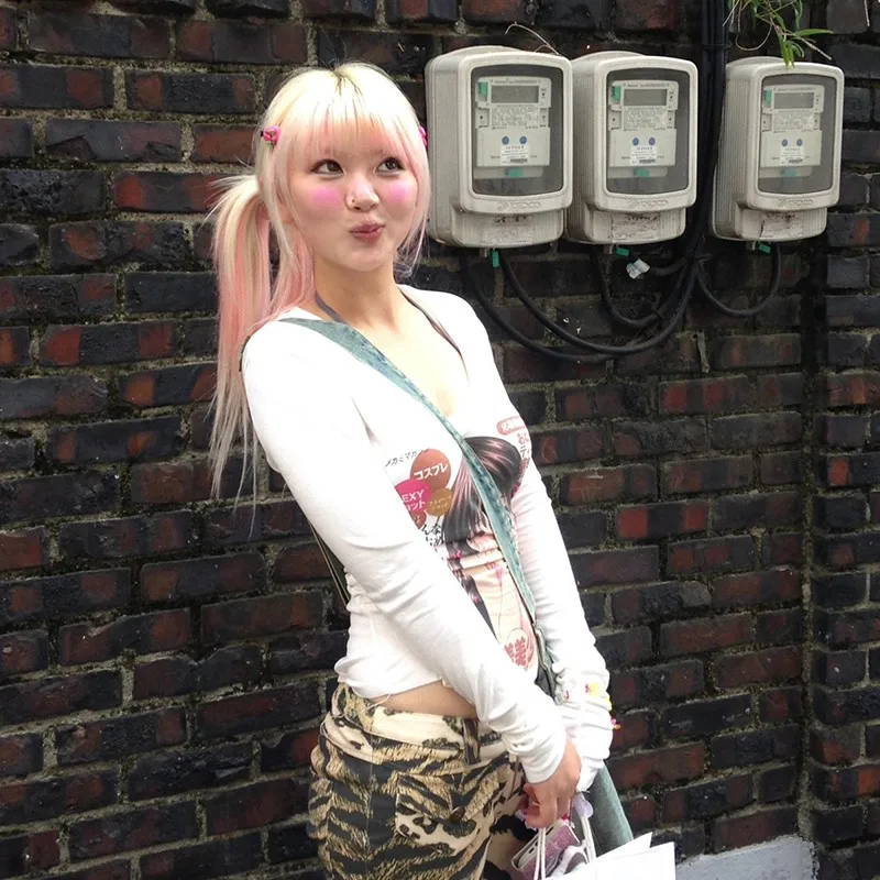 Женская футболка с принтом аниме Y2k 2000-х годов