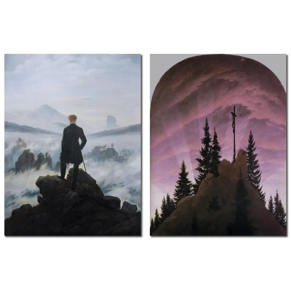 Современная пейзажная живопись холст ручная роспись странник над морем тумана