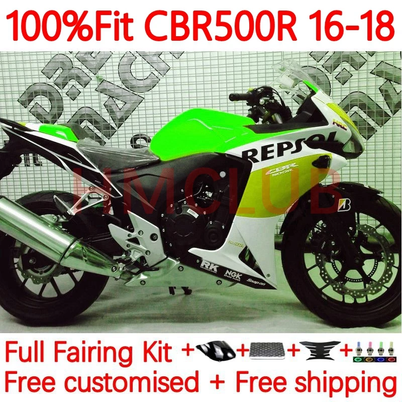 

Инъекция OEM для HONDA CBR500 CBR 500 R 500R RR CC 500CC CBR500R 2016 2017 2018 Φ 16 17 18 обтекатель 60No.143, в наличии зеленый