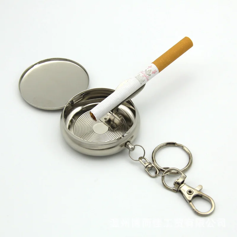 

Mini Outdoors Round Cigarette Keychain Portable Ashtrays Alloy Pocket Smoke Ash Ashtray Keychain Fashion