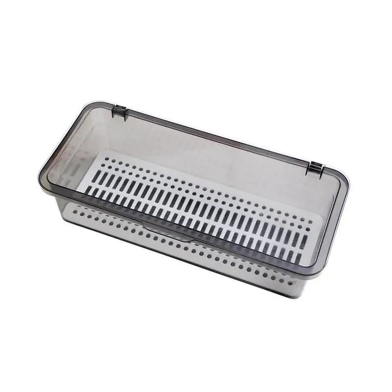 

Kitchen Utensil Drawer Organizer Chopsticks Storage Box Cutlery Rack With Lid And Drainer Dinnerware Holder Pink / Grey