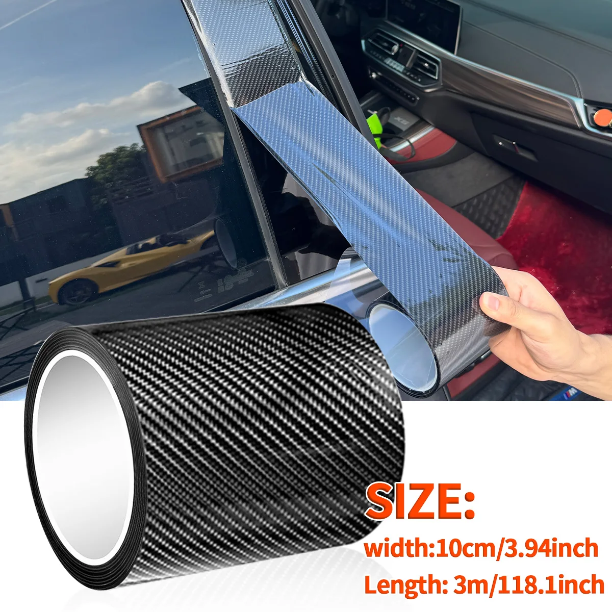

Наклейка из углеродного волокна, защитная пленка для порога автомобиля, водонепроницаемая лента от царапин для автоматического дверного порога, боковое зеркало, B-стойка