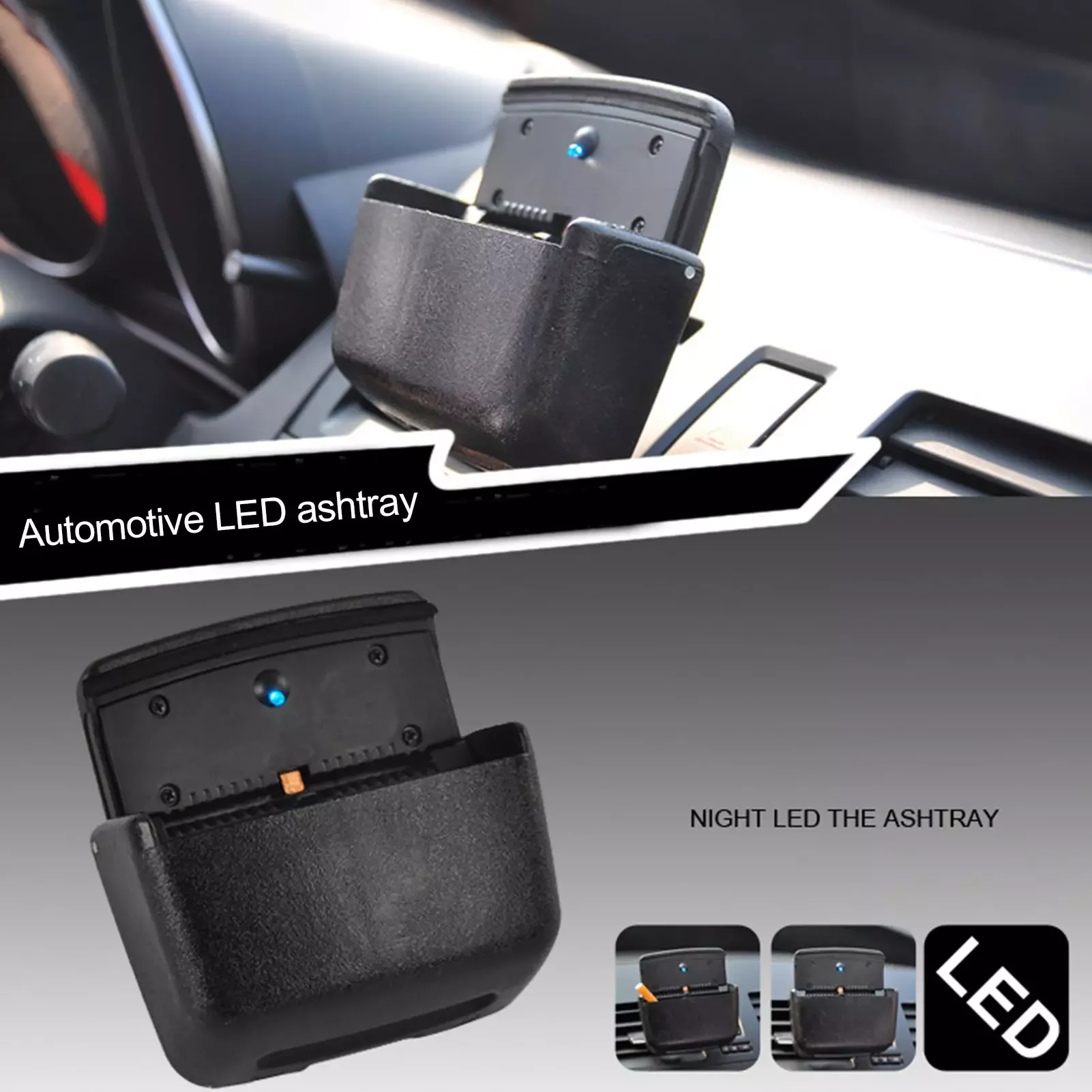 

Car Air Outlet Ashtray Multi Use LED Cigarettes Ash Collector Trash Can Cigars Tray Container Portable Auto Accessorie