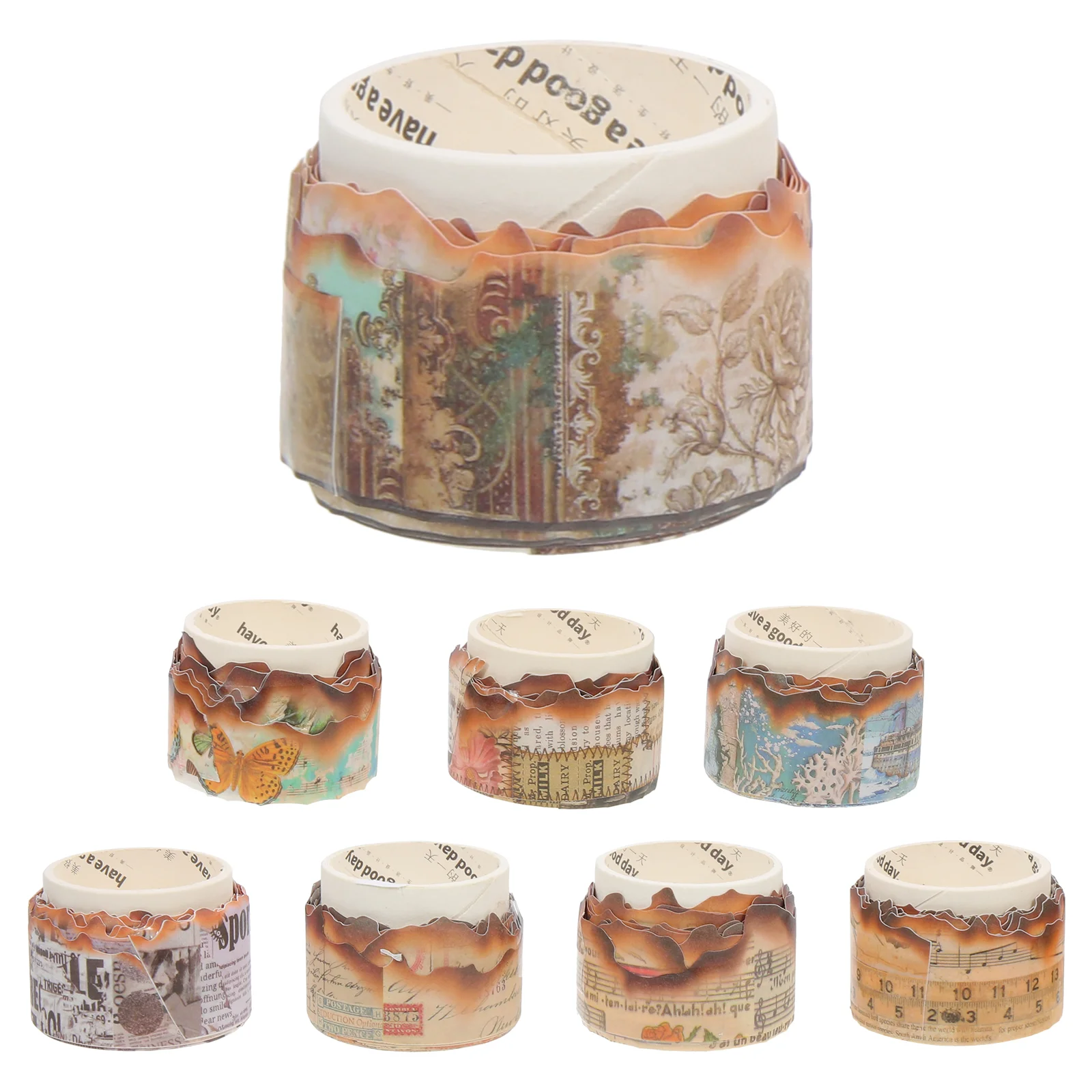 

8 рулонов бумажных лент для рукоделия «сделай сам», скрапбукинг, винтажный альбом «сделай сам», наклейки, случайный стиль