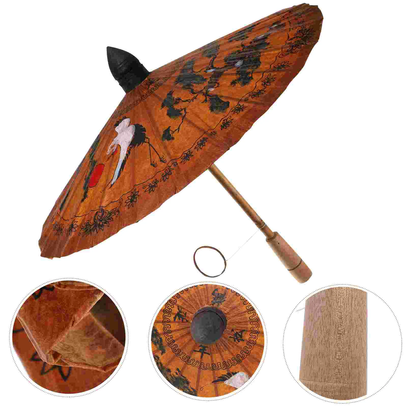 

Oriental Decor Japanese Umbrella Manual Dancing Umbrella Wooden Oriental Parasol Bride