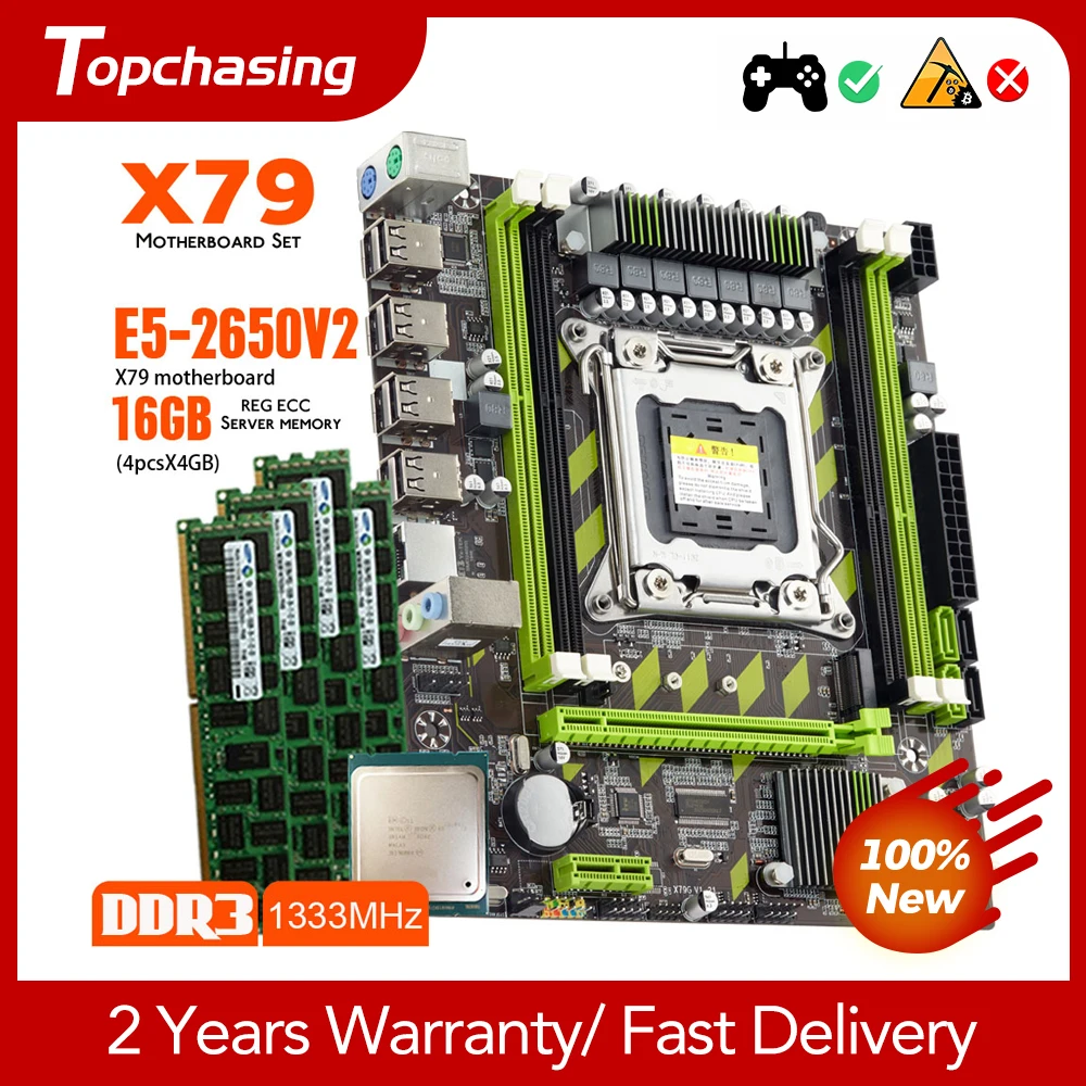 

Комплект материнской платы X79 LGA 2011 Xeon E5 2650 V2 CPU 4 шт. 4 Гб DDR3 1333 МГц ОЗУ PCI-E 3,0 X16 SATA NVME M.2 для игрового сервера ПК