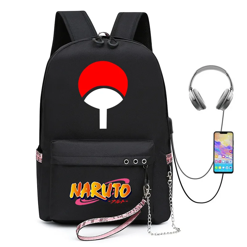 

Hot Selling Anime Naruto Naruto Iron Chain USB Schoolbag Travel Middle School Student Backpack Printed Zipper Backpack