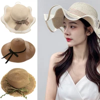 summer straw hats for women baby chapeu panama beach sun cap with bow sun visor beach hat fashion female holiday travel caps