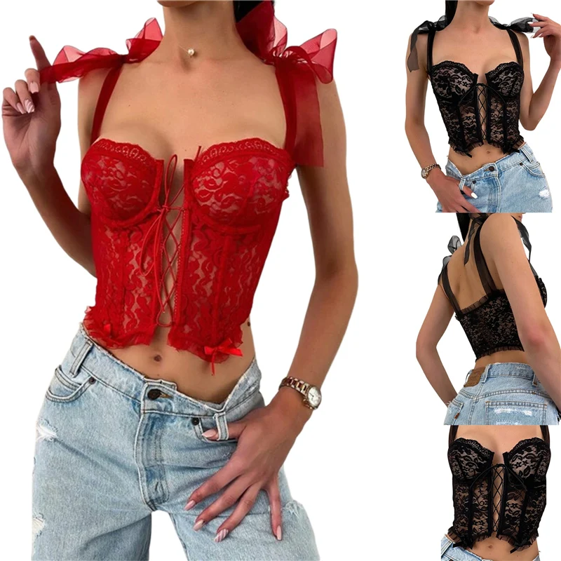 

Женские топы без рукавов, однотонный тонкий женский жилет на бретельках с кружевным узором