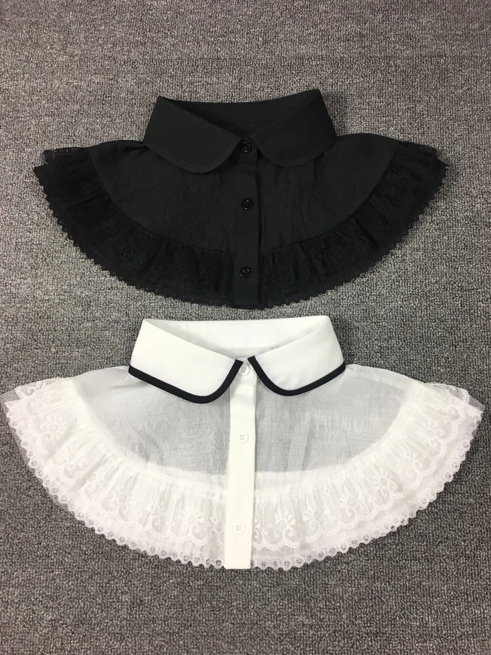 

Women Shawl Fashion Round Neck Fake Collar Lotus Stand Collar Tied Ribbon Shawl Shirt Fake Collar Korean Seersucker