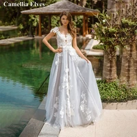 elegant lace a line wedding dresses 2022 for women bride dress button backless appliques princess bridal gown vestido de novia