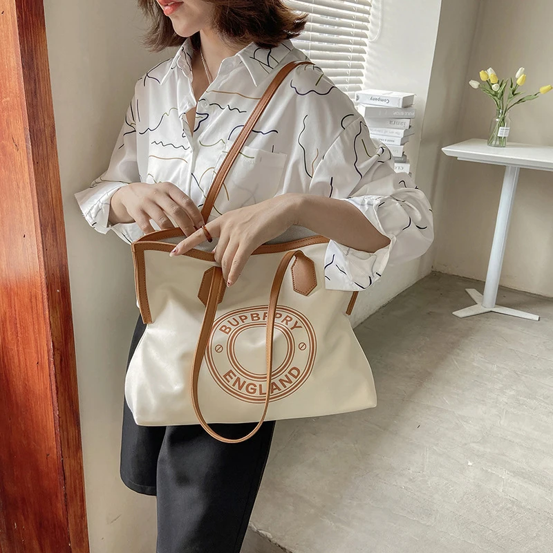 Women Corduroy Shoulder Bag Reusable Shopping Bags Casual Tote 2022 New Soft Female Handbag with Button Environmental Organizer